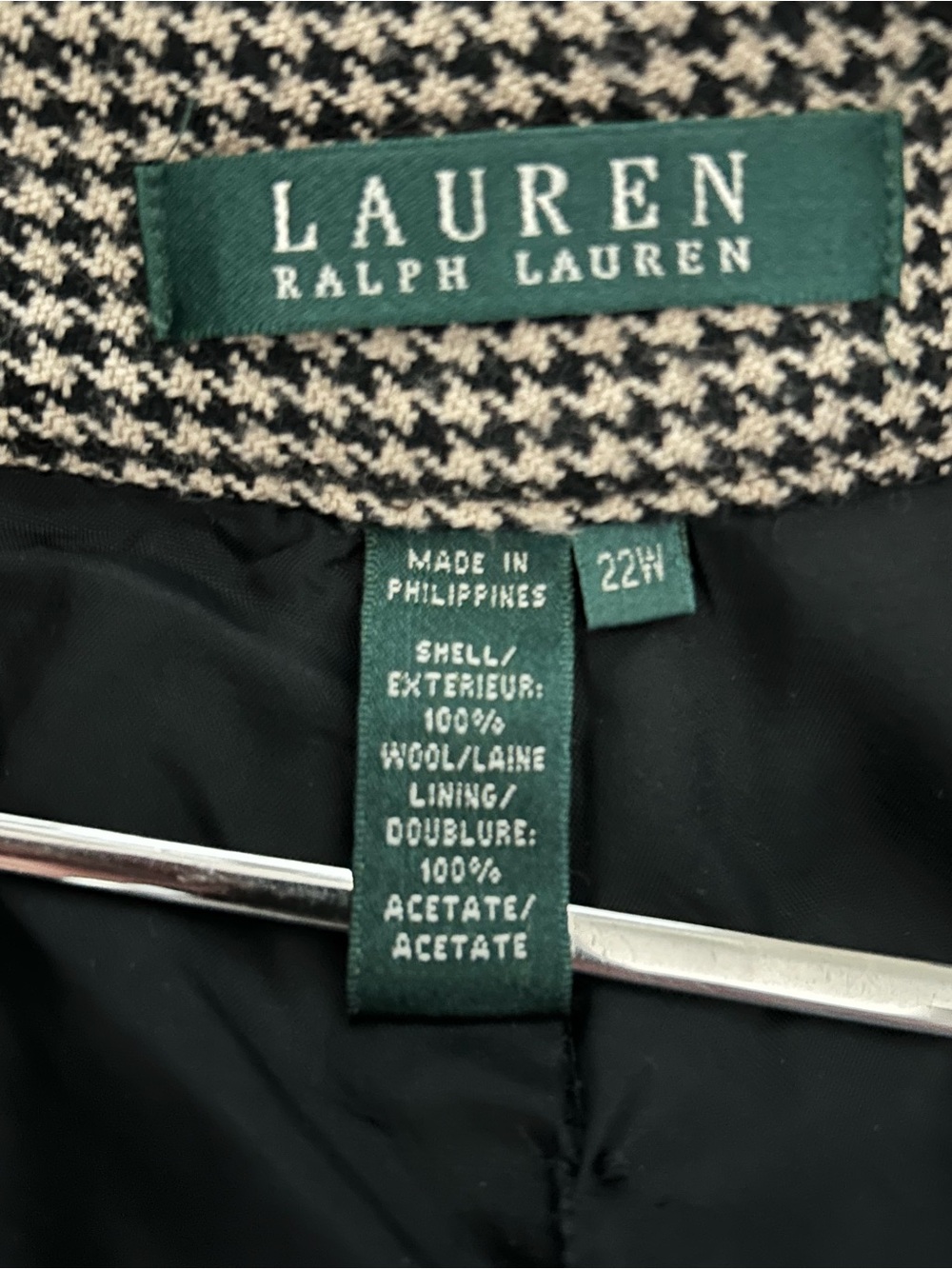 Ralph Lauren Wool Pants Trousers Women's Plus Sz 22W Houndstooth Lined - Picture 7 of 8